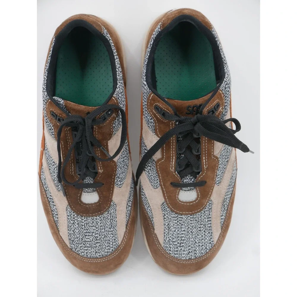 SAS Journey Mesh LT Lace Up Sneakers Brown Suede Knit Casual Men's Size 12 EE